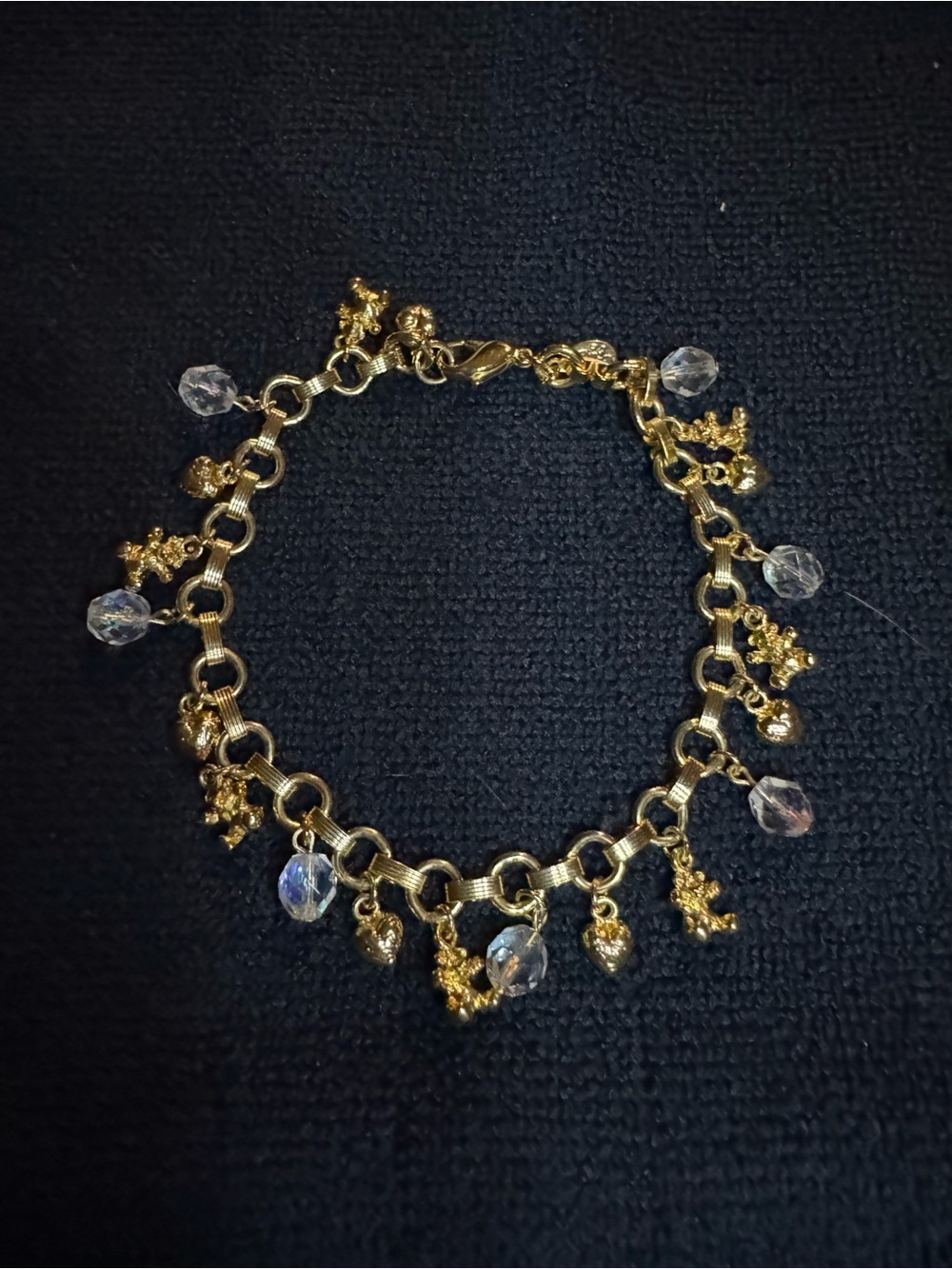 Vintage Kirks Folly Tiny Teddy Bear Charm Bracelet Anklet 9.5" Gold Tone
Signed